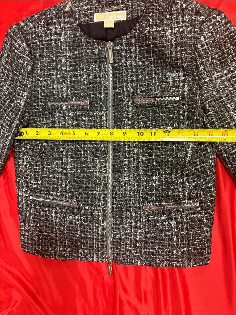WOW POSHMARK Authentic Michael Kors NWOT Tweed Style Blazer Black White & Silver